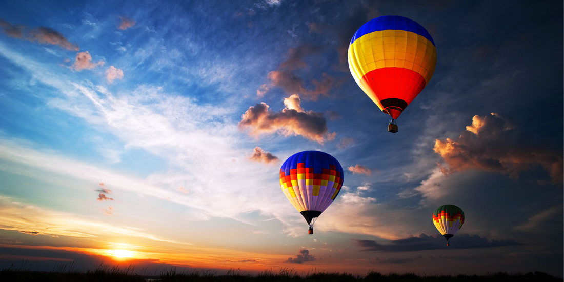 Hot air balloon ride over Dubai desert